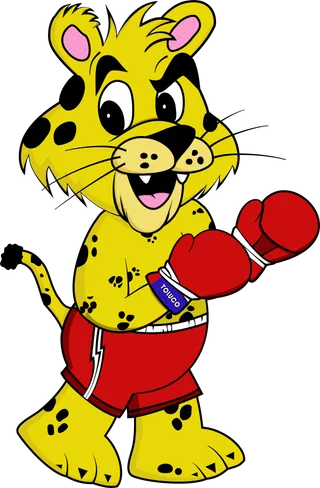 Ilustración de la mascota corporativa de El Toluco, un leopardo boxeador