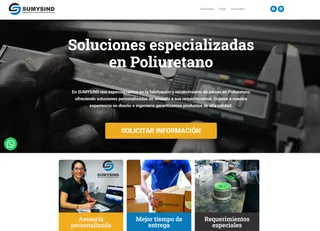 Captura del sitio web de Sumysind, empresa de soluciones de poliuretano